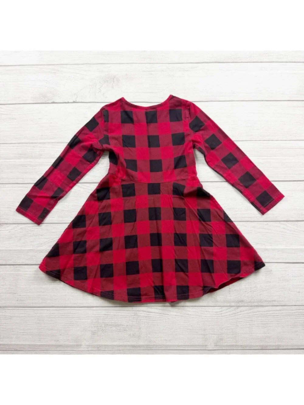 Children's Place Girls Place Red & Black Plaid Long Sleeve Dress S 5-6